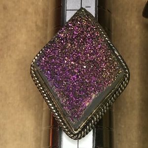 Purple Druzy Ring - Size 6